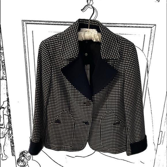 Talbots Blazer, dark blue with white polka dots - Picture 1 of 4